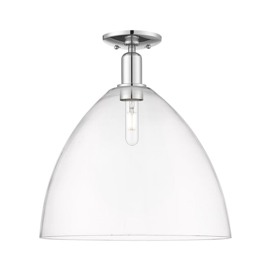 Innovations Bristol 16in 1-Light Semi-Flush Mount | Industrial Polished Chrome Steel and Clear Glass Dome Shade | Entryway & | Model 716-1C-PC-GBD-162