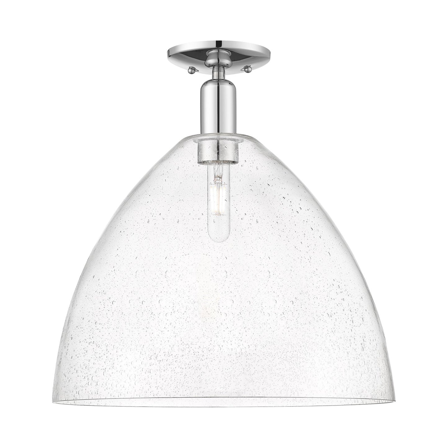 Innovations Bristol 16in 1-Light Semi-Flush Mount | Industrial Polished Chrome Steel and Seedy Glass Dome | Entryway & Hallway | Model 716-1C-PC-GBD-164