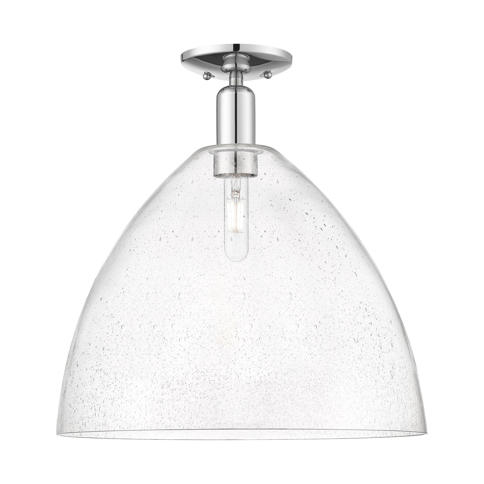 Innovations Bristol 16in 1-Light Semi-Flush Mount | Industrial Polished Chrome Steel and Seedy Glass Dome | Entryway & Hallway | Model 716-1C-PC-GBD-164