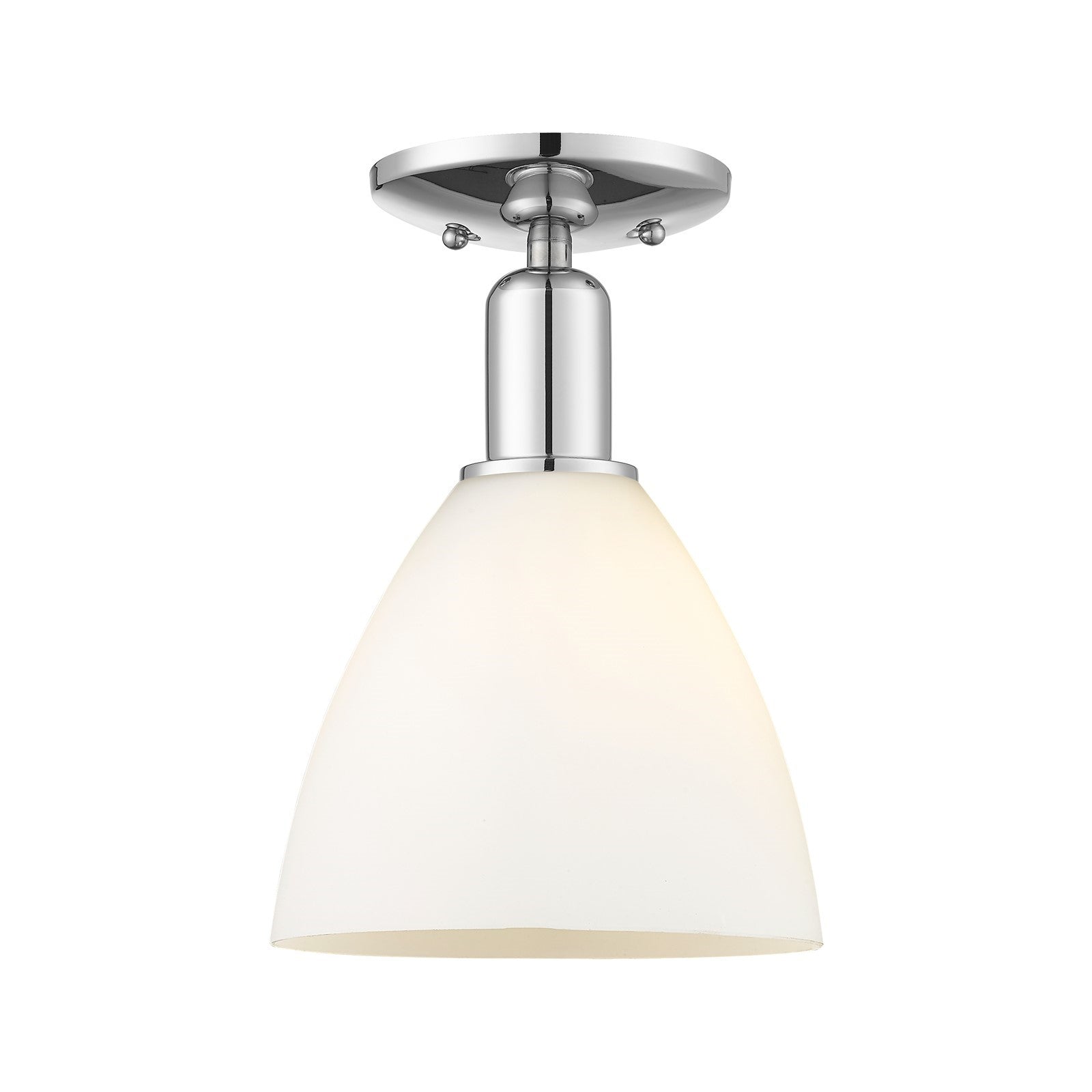 Innovations Bristol 7.5in 1-Light Semi-Flush Mount | Industrial Polished Chrome Steel and Matte White Glass | Damp-Rated Kitchen | Model 716-1C-PC-GBD-751