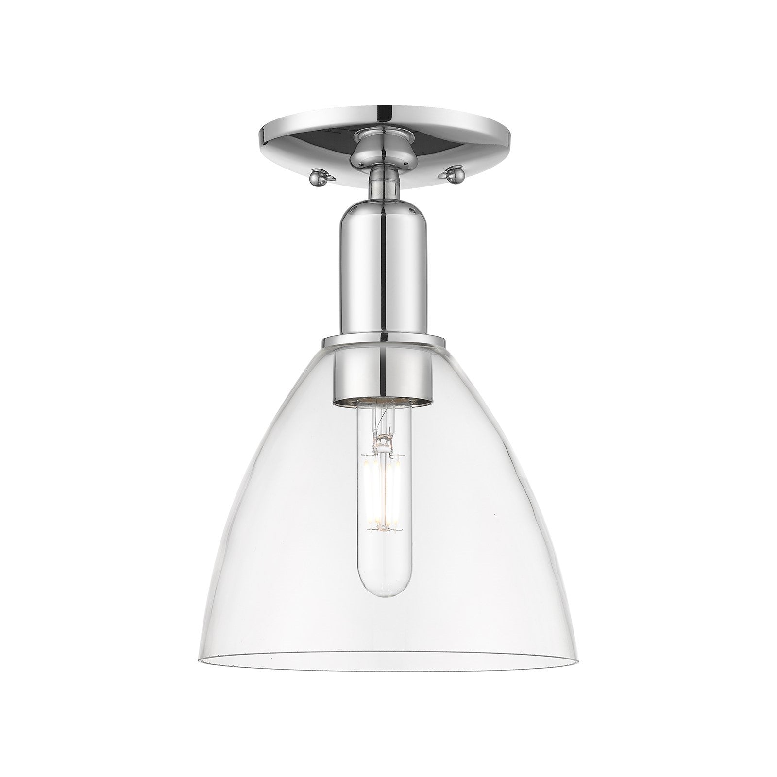 Innovations Bristol 8in 1-Light Semi-Flush Mount | Industrial Polished Chrome Steel and Clear Glass | Entryway & Hallway | 7.5 x | Model 716-1C-PC-GBD-752