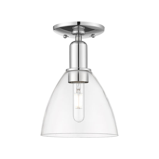 Innovations Bristol 8in 1-Light Semi-Flush Mount | Industrial Polished Chrome Steel and Clear Glass | Entryway & Hallway | 7.5 x | Model 716-1C-PC-GBD-752