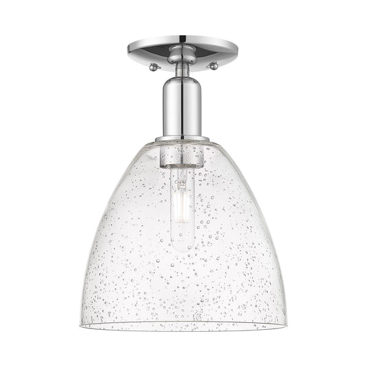 Innovations Bristol 9in 1-Light Semi-Flush Mount | Industrial Polished Chrome Steel and Seedy Glass Dome | Entryway & Hallway | 9 | Model 716-1C-PC-GBD-94