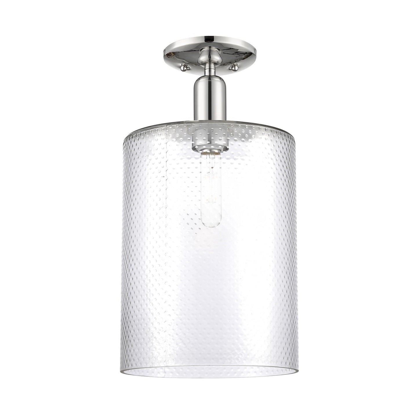 Innovations Cobbleskill 9in 1-Light Semi-Flush Mount | Industrial Polished Nickel Steel and Clear Glass | Kitchen & Hallway | 9 x | Model 716-1C-PN-G112-L
