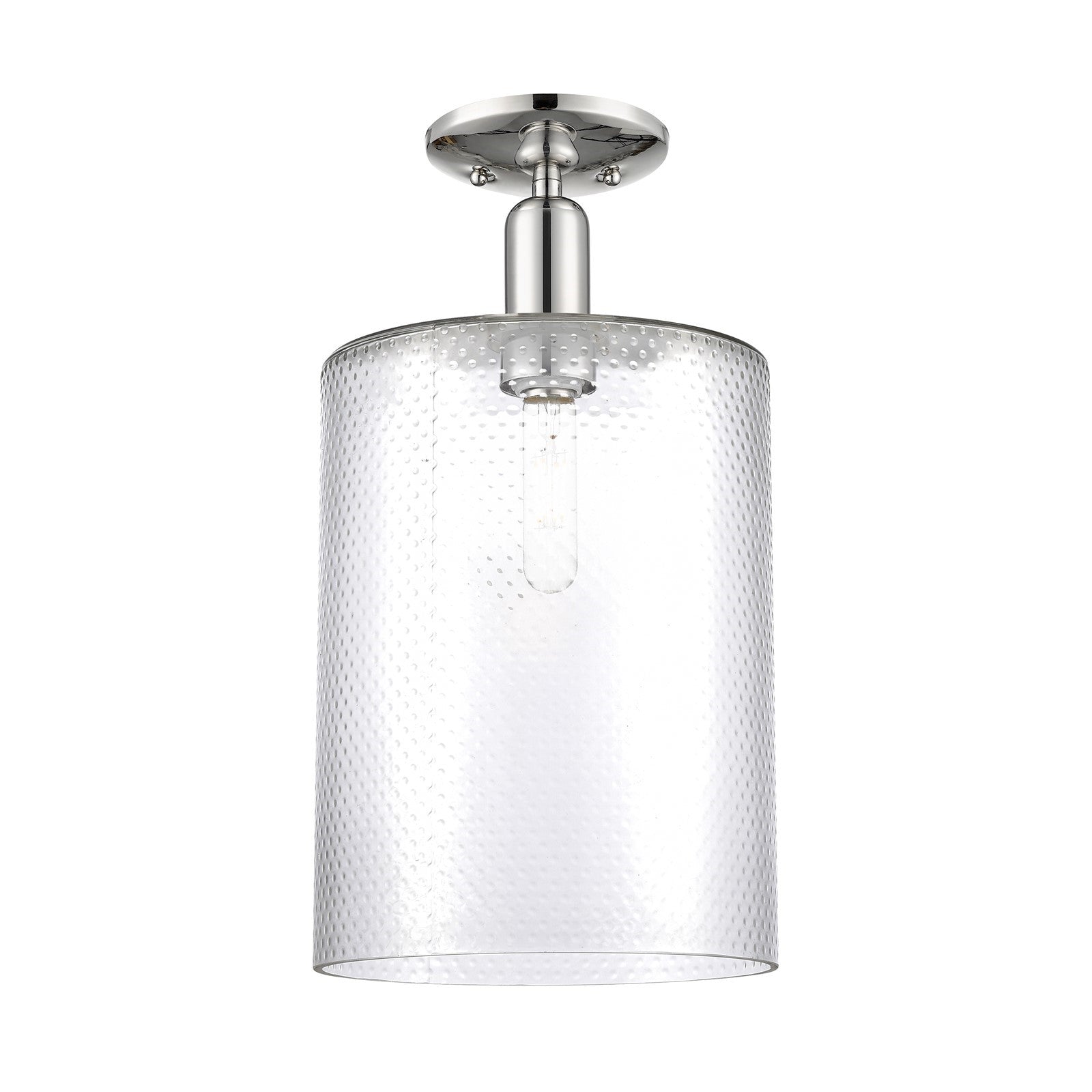 Innovations Cobbleskill 9in 1-Light Semi-Flush Mount | Industrial Polished Nickel Steel and Clear Glass | Kitchen & Hallway | 9 x | Model 716-1C-PN-G112-L