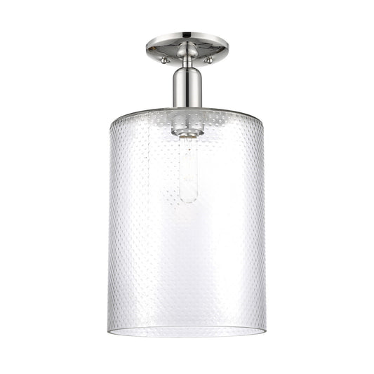 Innovations Cobbleskill 9in 1-Light Semi-Flush Mount | Industrial Polished Nickel Steel and Clear Glass | Kitchen & Hallway | 9 x | Model 716-1C-PN-G112-L