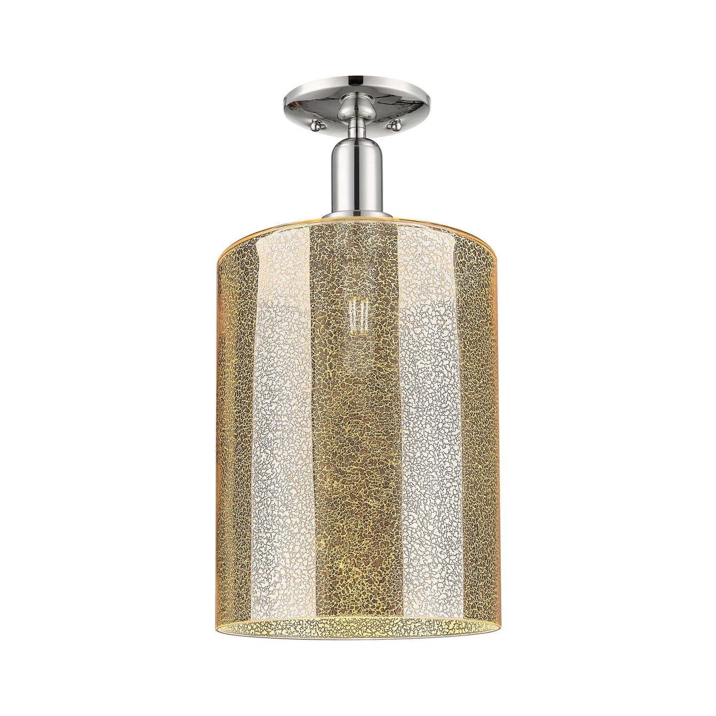 Innovations Cobbleskill 9in 1-Light Semi-Flush | Industrial Polished Nickel and Mercury Glass | Kitchen & Hallway | 9 x 9 x 16.5 | Model 716-1C-PN-G116-L