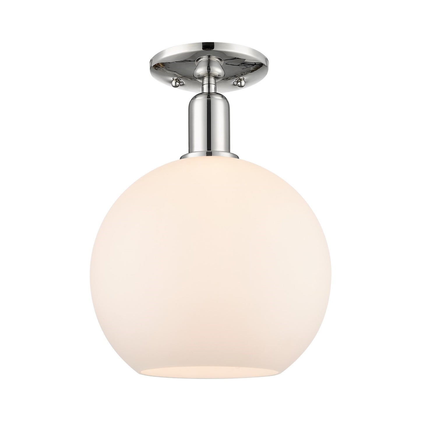 Innovations Athens 10in 1-Light Semi-Flush Mount | Industrial Polished Nickel and Matte White Glass | Damp-Rated Entryway & | Model 716-1C-PN-G121-10