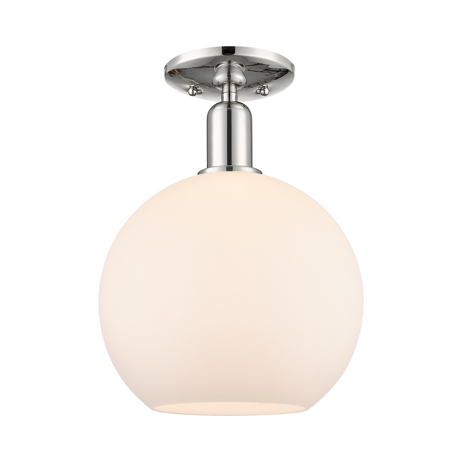 Innovations Athens 10in 1-Light Semi-Flush Mount | Industrial Polished Nickel and Matte White Glass | Damp-Rated Entryway & | Model 716-1C-PN-G121-10