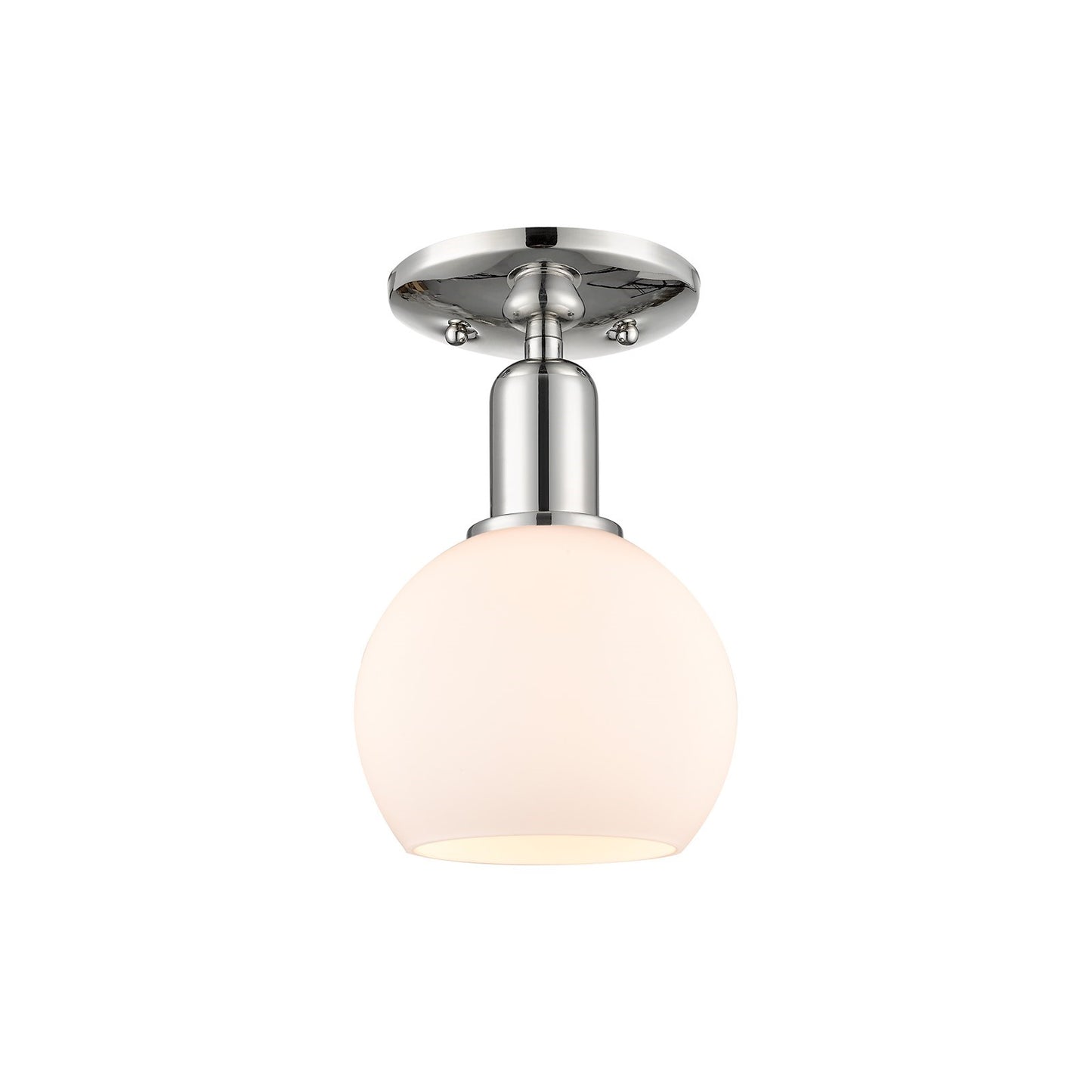 Innovations Athens 6in 1-Light Semi-Flush Mount | Industrial Polished Nickel and Matte White Glass | Bedroom & Hallway | 5.88 x | Model 716-1C-PN-G121-6