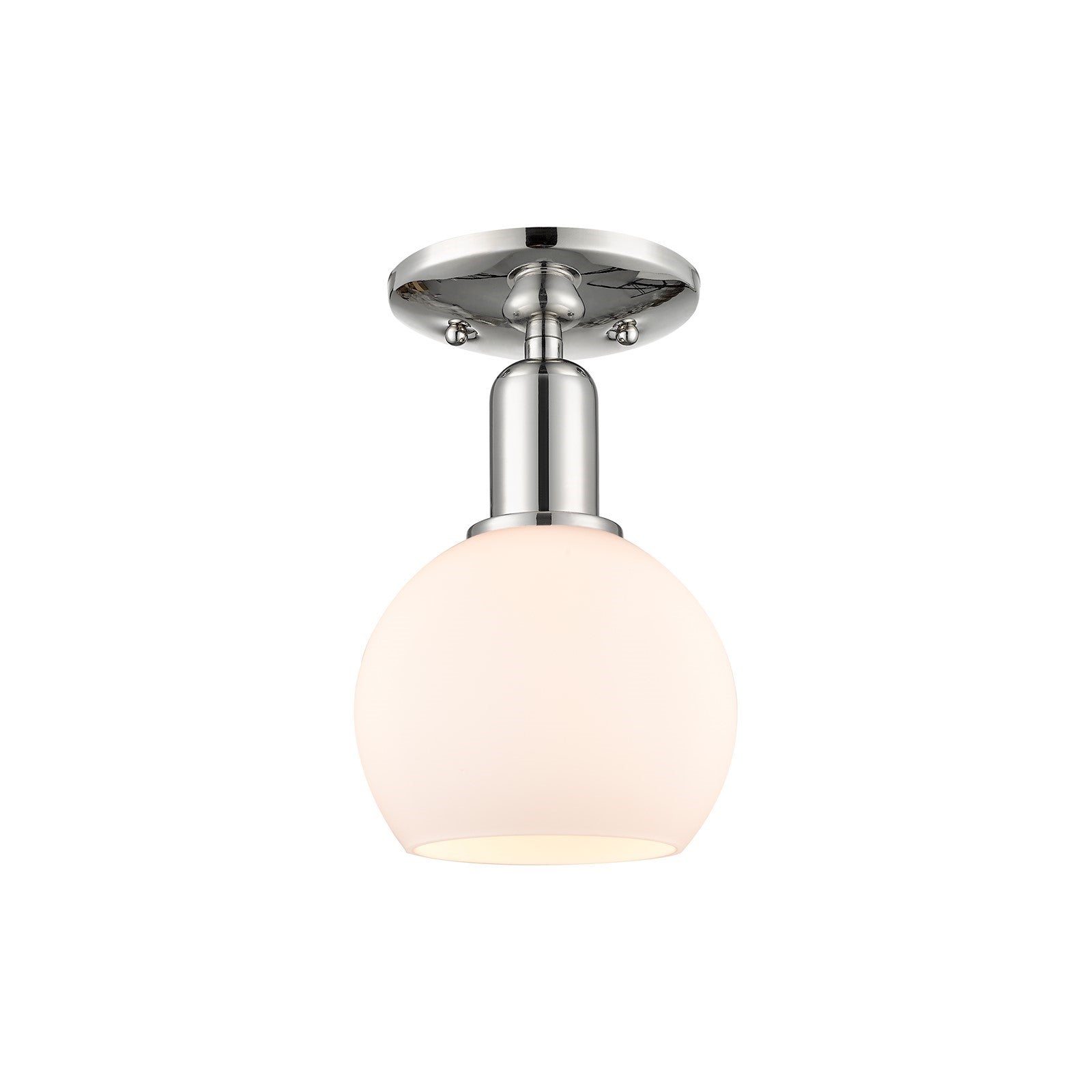 Innovations Athens 6in 1-Light Semi-Flush Mount | Industrial Polished Nickel and Matte White Glass | Bedroom & Hallway | 5.88 x | Model 716-1C-PN-G121-6