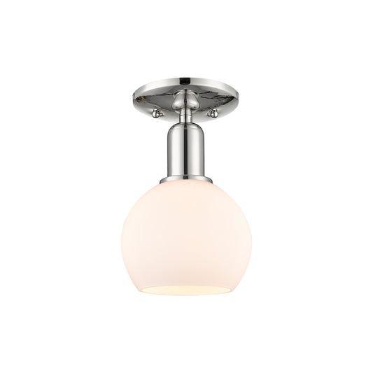 Innovations Athens 6in 1-Light Semi-Flush Mount | Industrial Polished Nickel and Matte White Glass | Bedroom & Hallway | 5.88 x | Model 716-1C-PN-G121-6