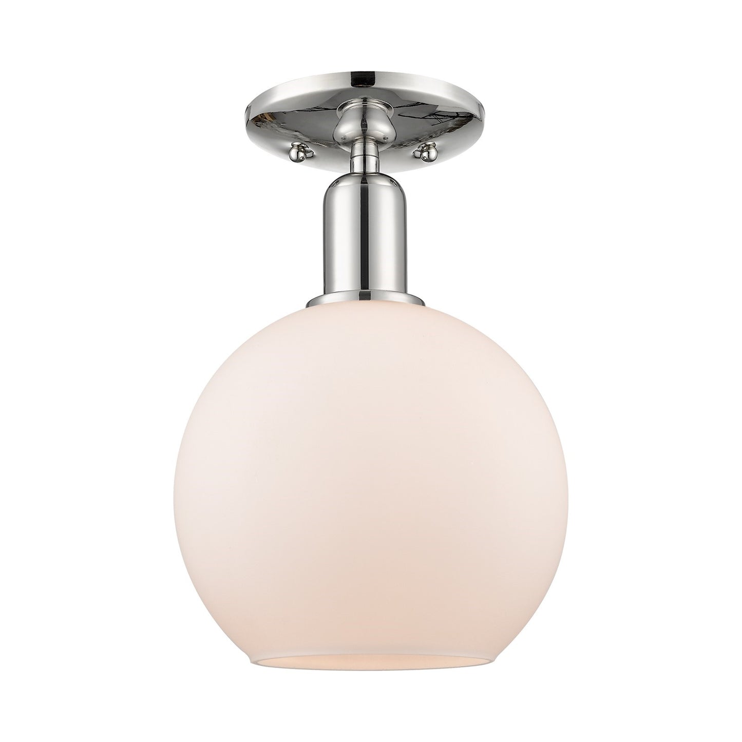 Innovations Athens 8in 1-Light Semi-Flush Mount | Industrial Polished Nickel and Matte White Glass | Damp-Rated Hallway & | Model 716-1C-PN-G121-8