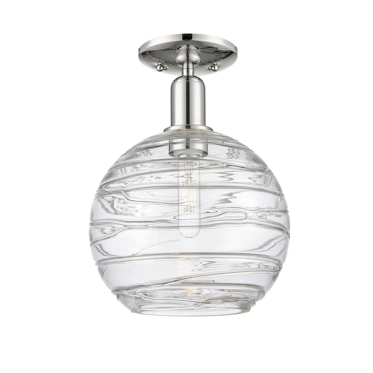 Innovations Athens Deco Swirl 10in 1-Light Semi-Flush Mount | Industrial Polished Nickel Steel and Clear Glass | Entryway & | Model 716-1C-PN-G1213-10CL