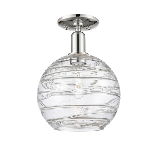 Innovations Athens Deco Swirl 10in 1-Light Semi-Flush Mount | Industrial Polished Nickel Steel and Clear Glass | Entryway & | Model 716-1C-PN-G1213-10CL