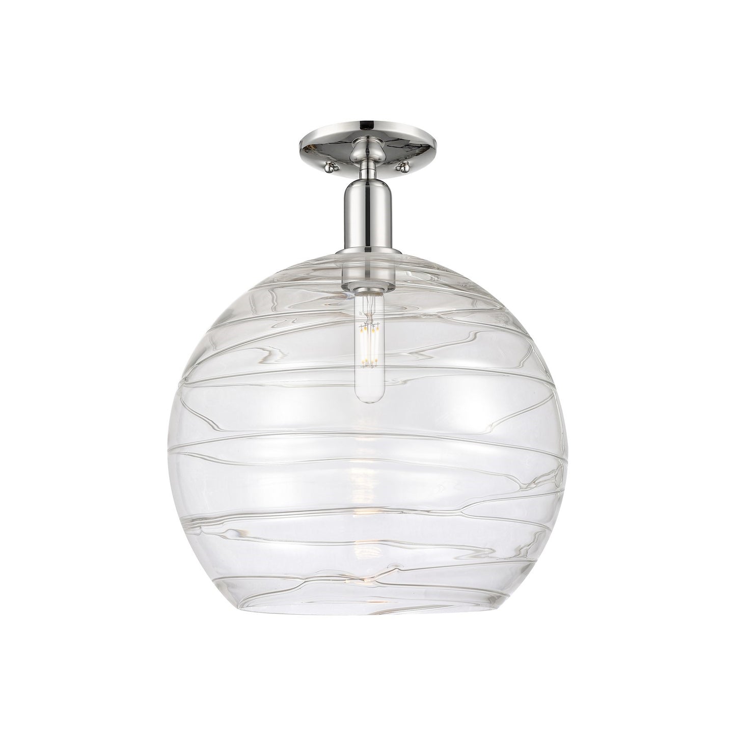 Innovations Athens Deco Swirl 14in 1-Light Semi-Flush Mount | Industrial Modern Polished Nickel and Clear Glass | Entryway & | Model 716-1C-PN-G1213-14CL
