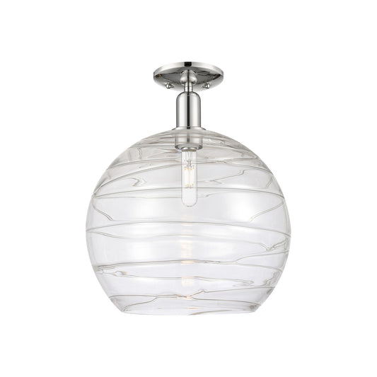 Innovations Athens Deco Swirl 14in 1-Light Semi-Flush Mount | Industrial Modern Polished Nickel and Clear Glass | Entryway & | Model 716-1C-PN-G1213-14CL