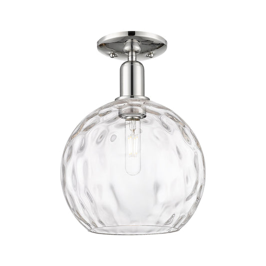 Innovations Athens 10in 1-Light Semi-Flush Mount | Industrial Polished Nickel Steel and Clear Water Glass | Entryway & Hallway | Model 716-1C-PN-G1215-10