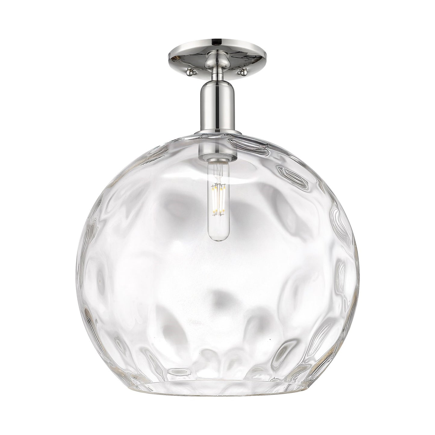 Innovations Athens Water Glass 13in 1-Light Semi-Flush Mount | Industrial Polished Nickel and Clear Glass | Kitchen & Hallway | Model 716-1C-PN-G1215-14