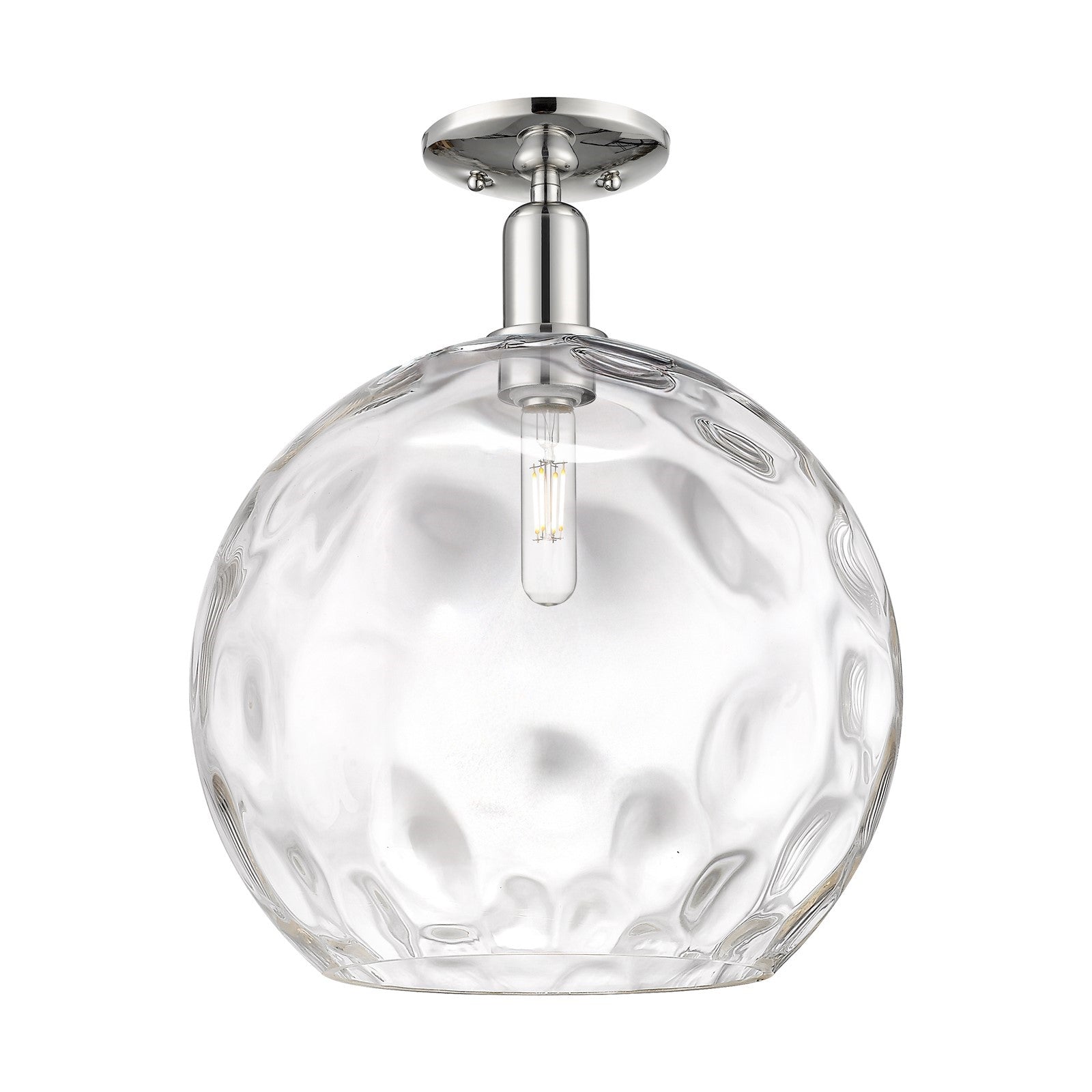 Innovations Athens Water Glass 13in 1-Light Semi-Flush Mount | Industrial Polished Nickel and Clear Glass | Kitchen & Hallway | Model 716-1C-PN-G1215-14