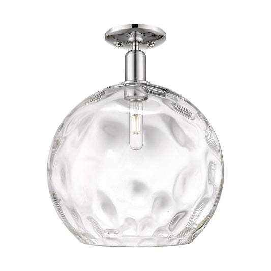 Innovations Athens Water Glass 13in 1-Light Semi-Flush Mount | Industrial Polished Nickel and Clear Glass | Kitchen & Hallway | Model 716-1C-PN-G1215-14