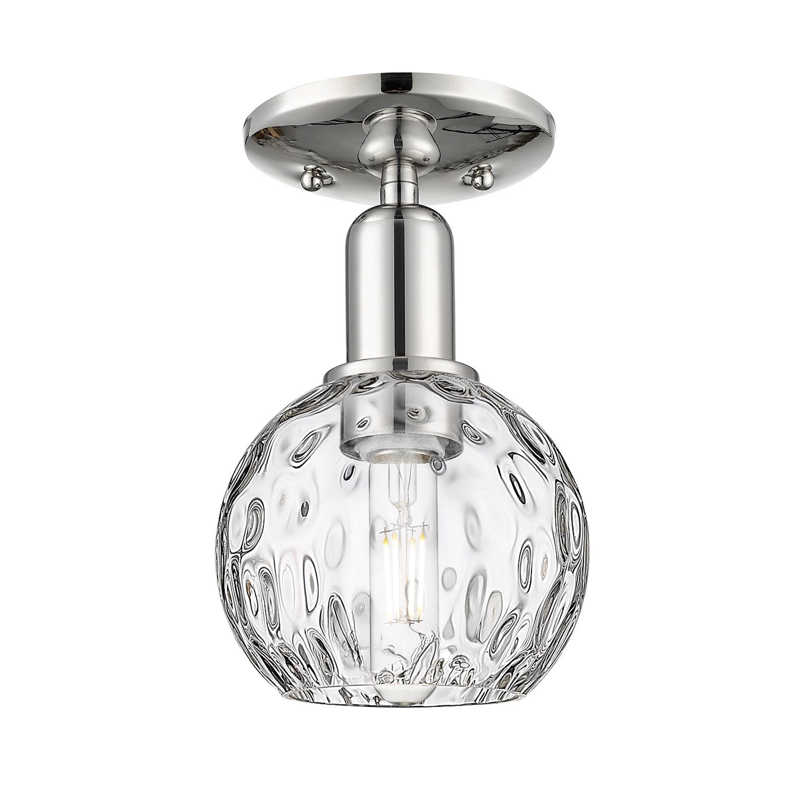 Innovations Athens Water Glass 6in 1-Light Semi-Flush Mount | Industrial Polished Nickel Steel and Clear Glass | Entryway & | Model 716-1C-PN-G1215-6