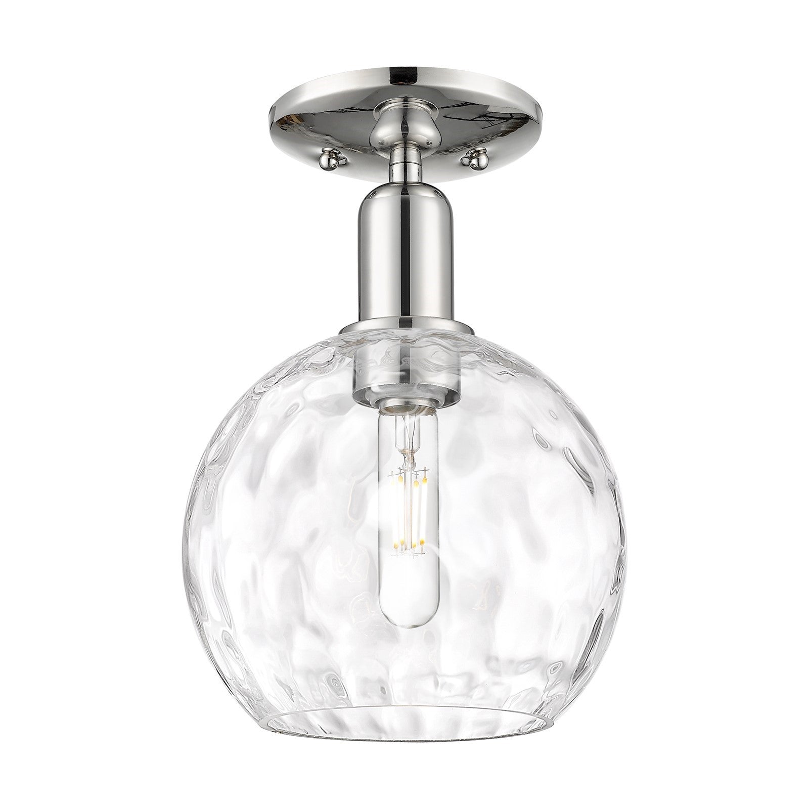 Innovations Athens Water Glass 8in 1-Light Semi-Flush Mount | Industrial Polished Nickel and Clear Glass | Kitchen & Hallway | 8 | Model 716-1C-PN-G1215-8