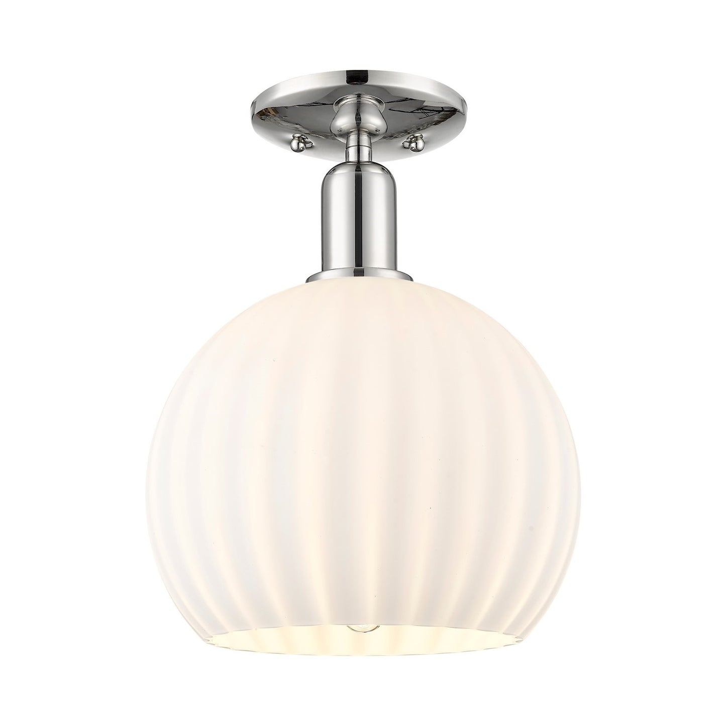 Innovations Lighting Arcadia 10in 1-Light Semi-Flush Mount | Industrial Polished Nickel and White Venetian Glass | Entryway & | Model 716-1C-PN-G1217-10WV