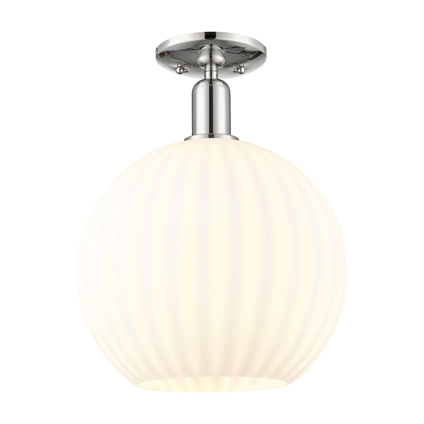 Innovations Lighting Arcadia 12in 1-Light Semi-Flush Mount | Industrial Polished Nickel and White Venetian Glass | Entryway & | Model 716-1C-PN-G1217-12WV