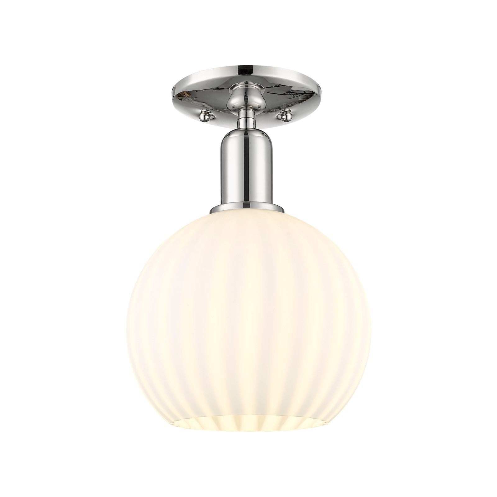 Innovations Lighting Arcadia 8in 1-Light Semi-Flush Mount | Industrial Polished Nickel and White Venetian Glass | Entryway & | Model 716-1C-PN-G1217-8WV