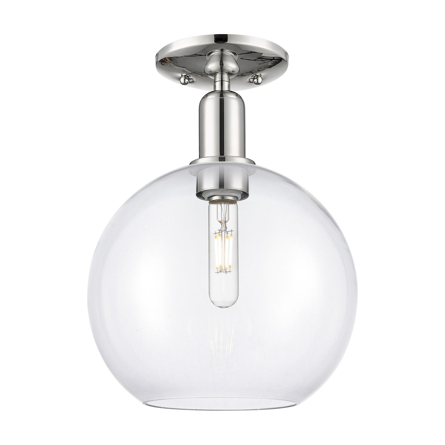 Innovations Athens 10in 1-Light Semi-Flush Mount | Industrial Modern Polished Nickel and Clear Glass | Entryway & Hallway | 10 x | Model 716-1C-PN-G122-10