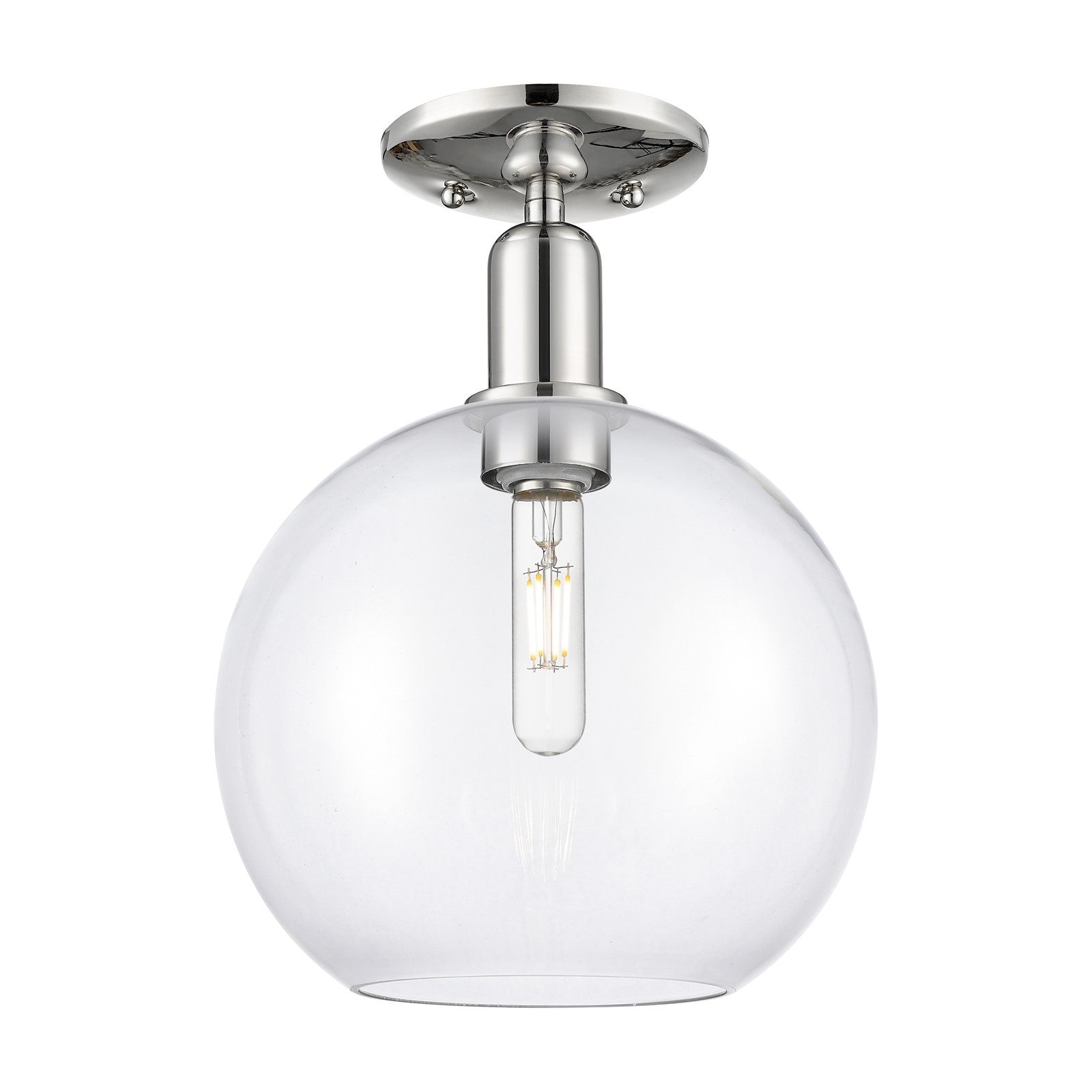 Innovations Athens 10in 1-Light Semi-Flush Mount | Industrial Modern Polished Nickel and Clear Glass | Entryway & Hallway | 10 x | Model 716-1C-PN-G122-10