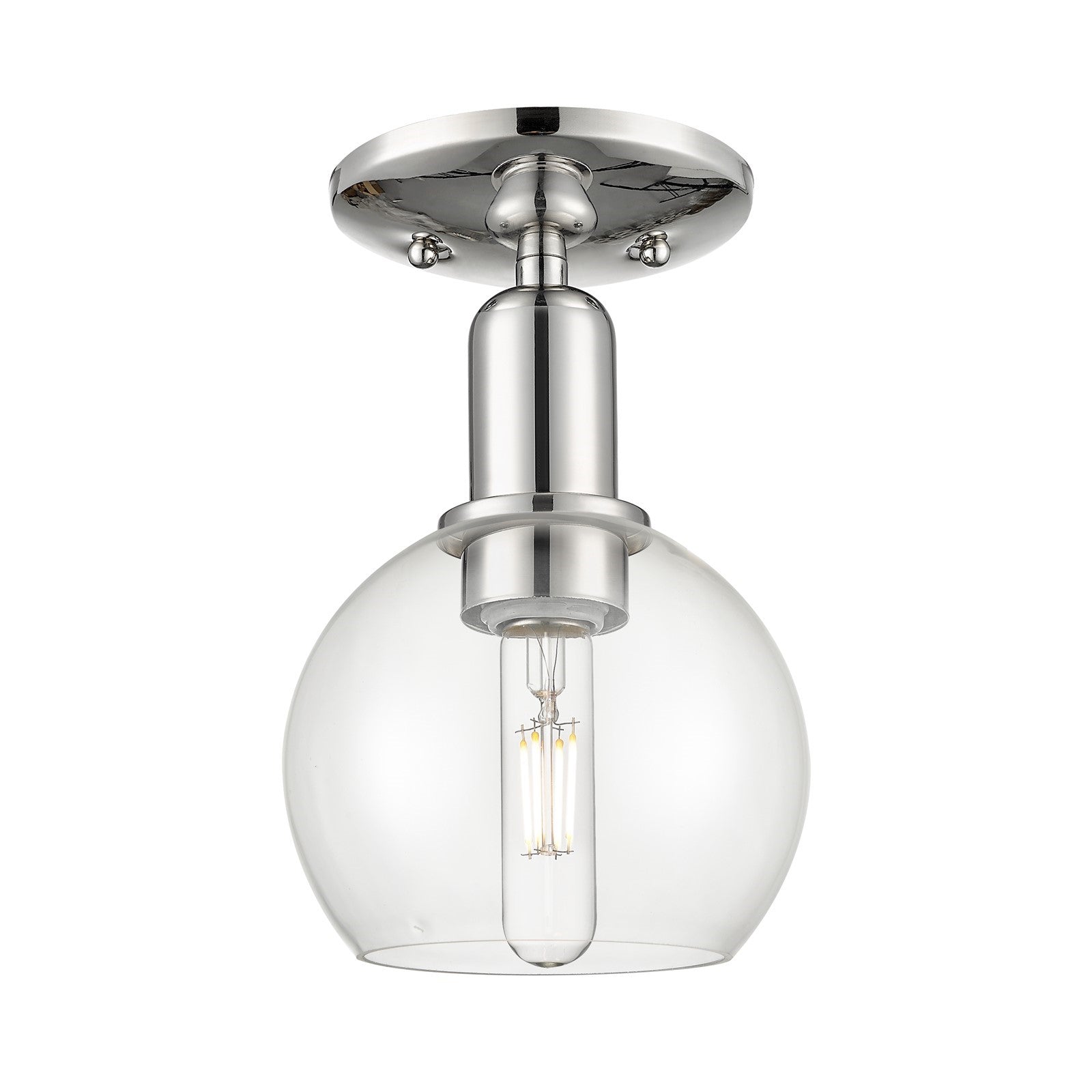 Innovations Athens 6in 1-Light Semi-Flush Mount | Industrial Polished Nickel Steel and Clear Glass | Entryway & Hallway | 5.88 x | Model 716-1C-PN-G122-6