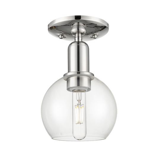 Innovations Athens 6in 1-Light Semi-Flush Mount | Industrial Polished Nickel Steel and Clear Glass | Entryway & Hallway | 5.88 x | Model 716-1C-PN-G122-6