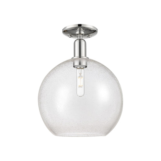 Innovations Athens 12in 1-Light Semi-Flush Mount | Industrial Modern Contempo Polished Nickel and Seedy Glass | Kitchen & | Model 716-1C-PN-G124-12