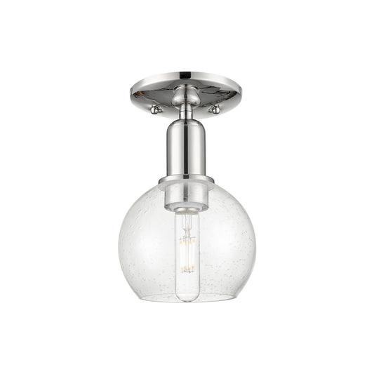 Innovations Athens 6in 1-Light Semi-Flush Mount | Industrial Polished Nickel Steel and Seedy Glass | Entryway & Hallway | 5.88 x | Model 716-1C-PN-G124-6