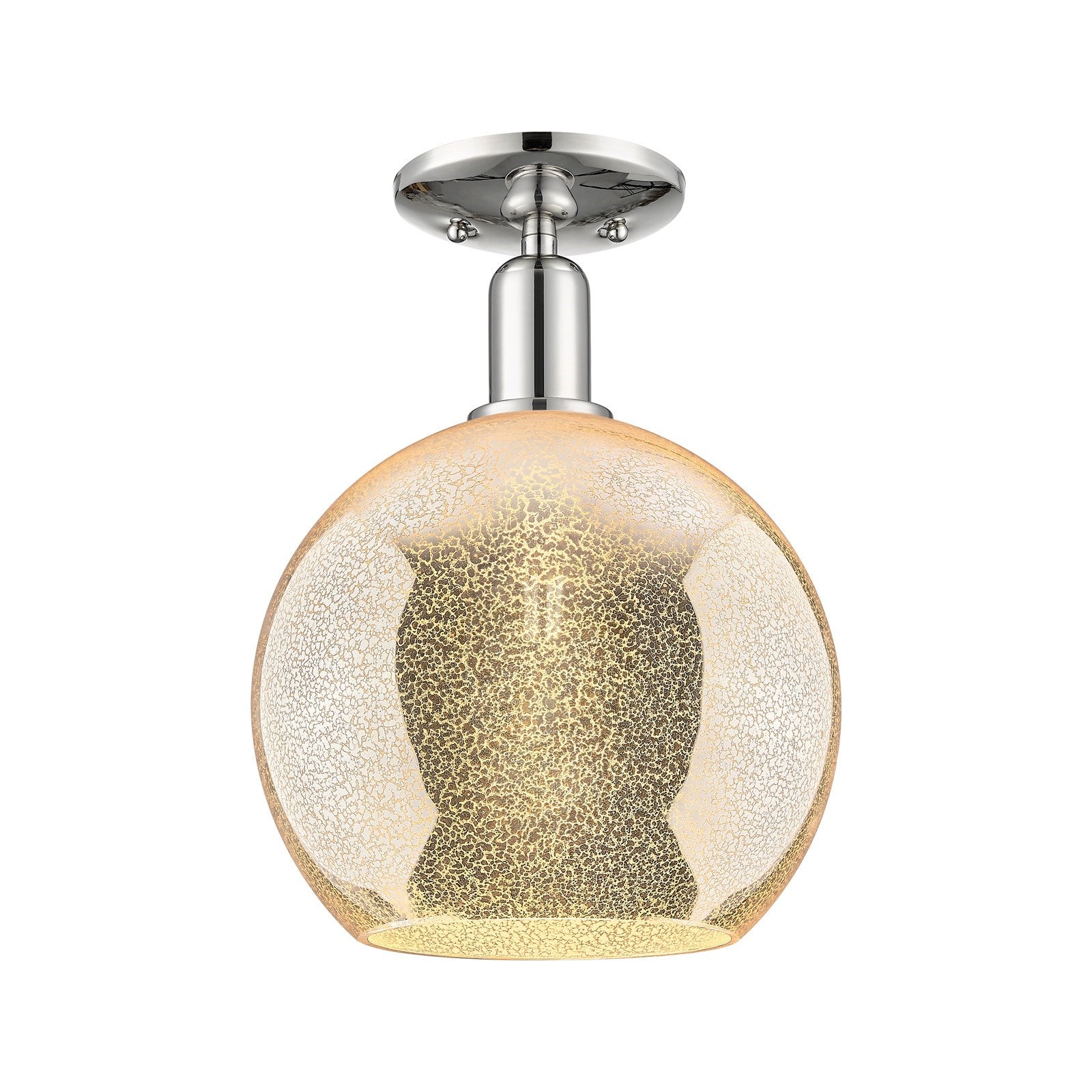 Innovations Athens 10in 1-Light Semi-Flush Mount | Industrial Modern Polished Nickel and Mercury Glass | Entryway & Hallway | 10 | Model 716-1C-PN-G128-10