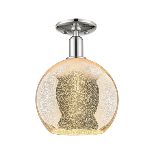 Innovations Athens 10in 1-Light Semi-Flush Mount | Industrial Modern Polished Nickel and Mercury Glass | Entryway & Hallway | 10 | Model 716-1C-PN-G128-10