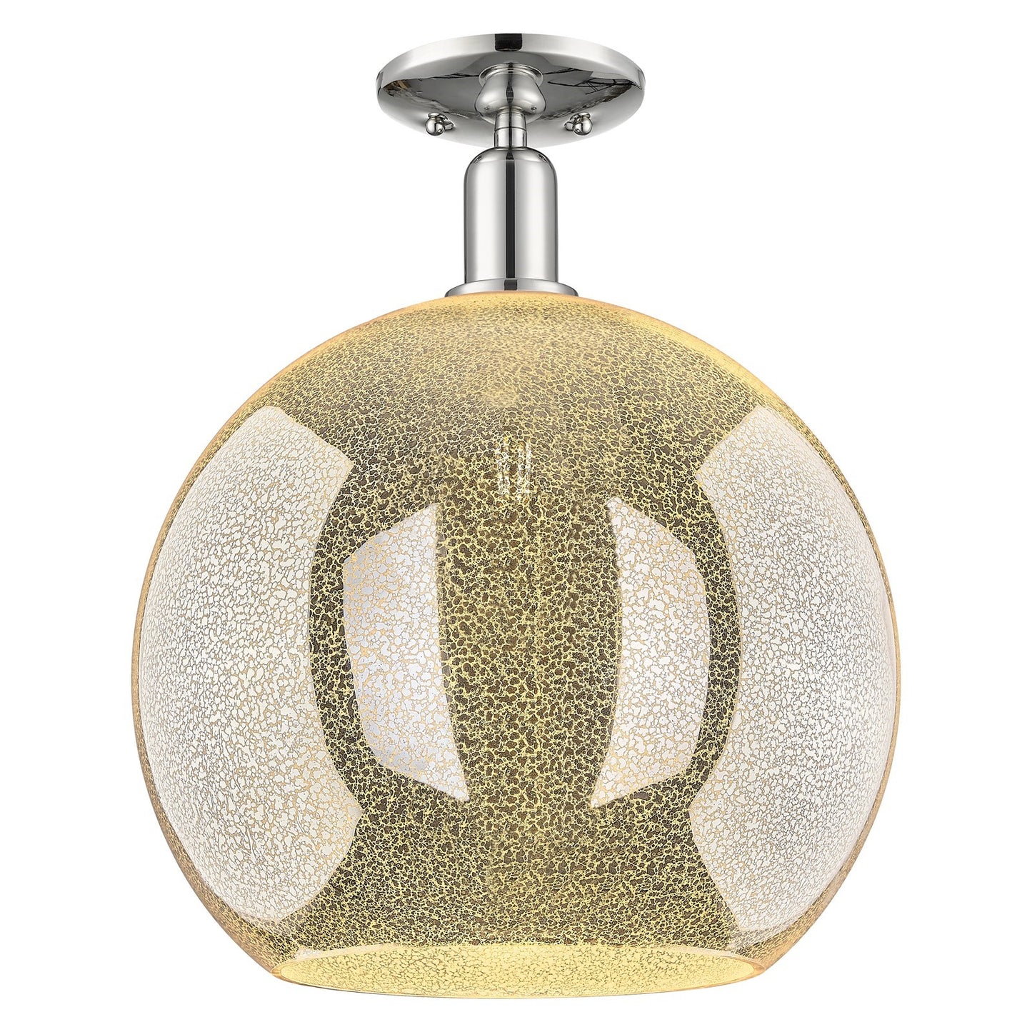 Innovations Athens 14in 1-Light Semi-Flush Mount | Industrial Polished Nickel and Mercury Glass | Damp-Rated Entryway & Bathroom | Model 716-1C-PN-G128-14