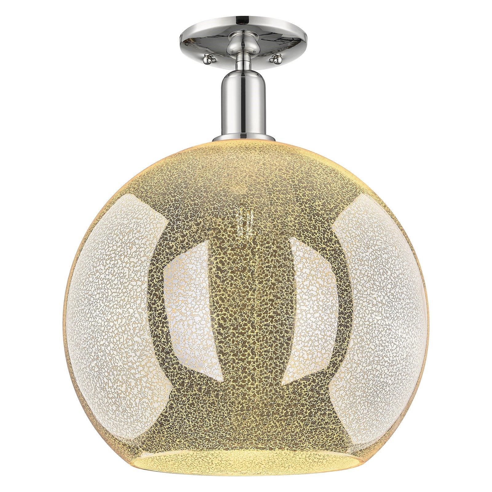 Innovations Athens 14in 1-Light Semi-Flush Mount | Industrial Polished Nickel and Mercury Glass | Damp-Rated Entryway & Bathroom | Model 716-1C-PN-G128-14