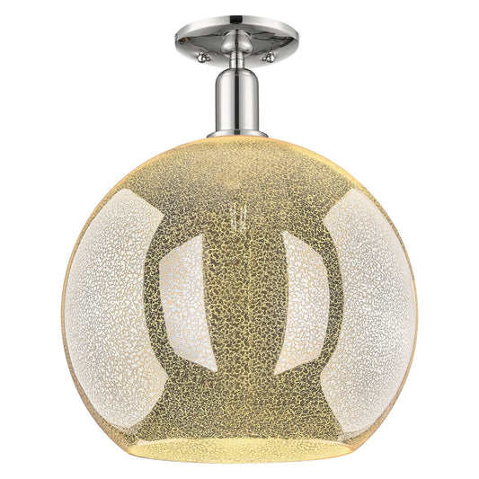 Innovations Athens 14in 1-Light Semi-Flush Mount | Industrial Polished Nickel and Mercury Glass | Damp-Rated Entryway & Bathroom | Model 716-1C-PN-G128-14