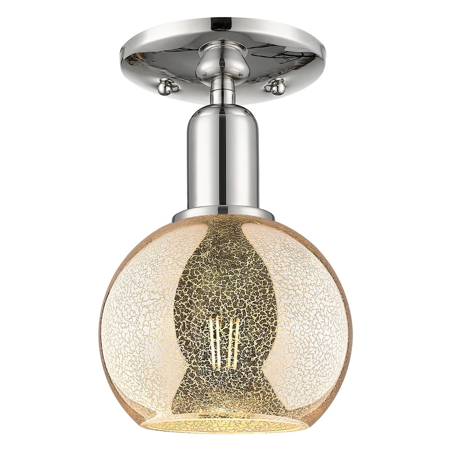 Innovations Athens 6in 1-Light Semi-Flush Mount | Industrial Polished Nickel Steel and Mercury Glass | Entryway & Hallway | 5.88 | Model 716-1C-PN-G128-6