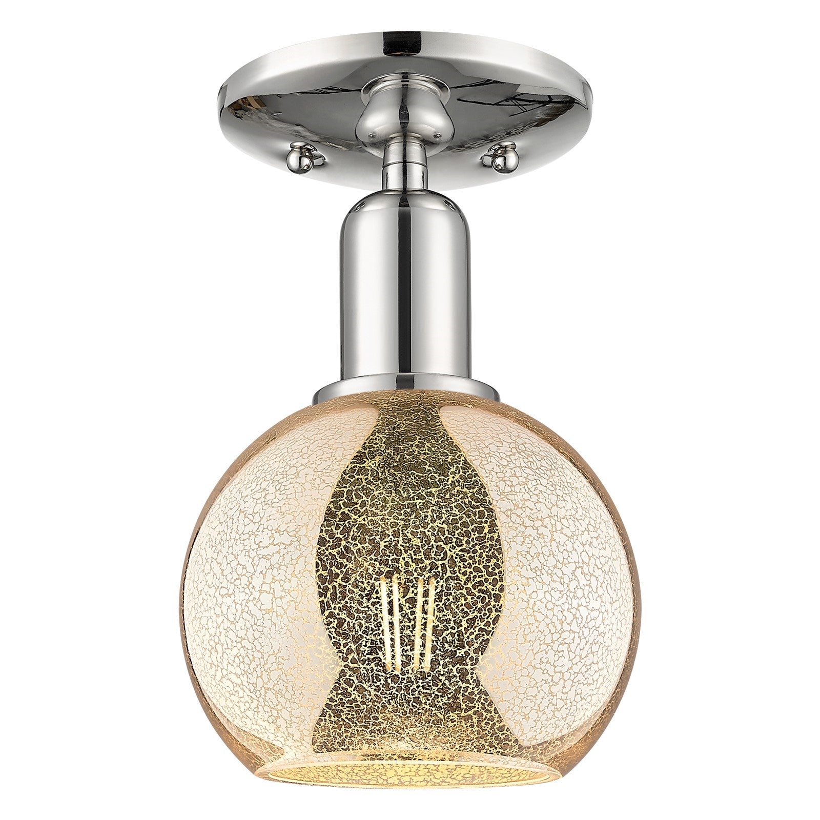 Innovations Athens 6in 1-Light Semi-Flush Mount | Industrial Polished Nickel Steel and Mercury Glass | Entryway & Hallway | 5.88 | Model 716-1C-PN-G128-6