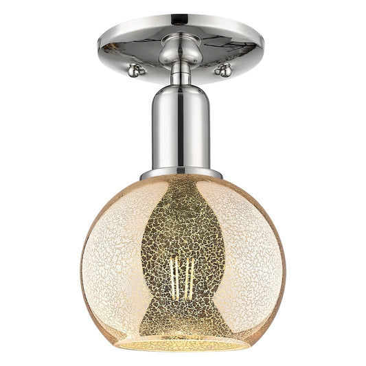 Innovations Athens 6in 1-Light Semi-Flush Mount | Industrial Polished Nickel Steel and Mercury Glass | Entryway & Hallway | 5.88 | Model 716-1C-PN-G128-6