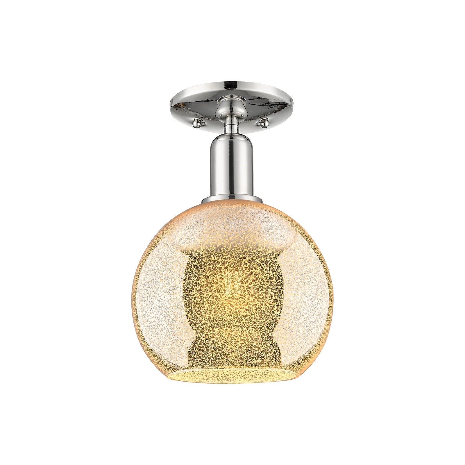 Innovations Lighting Athens 8in 1-Light Semi-Flush Mount | Industrial Polished Nickel Steel and Mercury Glass | Damp-Rated | Model 716-1C-PN-G128-8