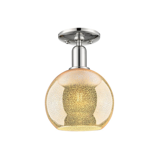 Innovations Lighting Athens 8in 1-Light Semi-Flush Mount | Industrial Polished Nickel Steel and Mercury Glass | Damp-Rated | Model 716-1C-PN-G128-8