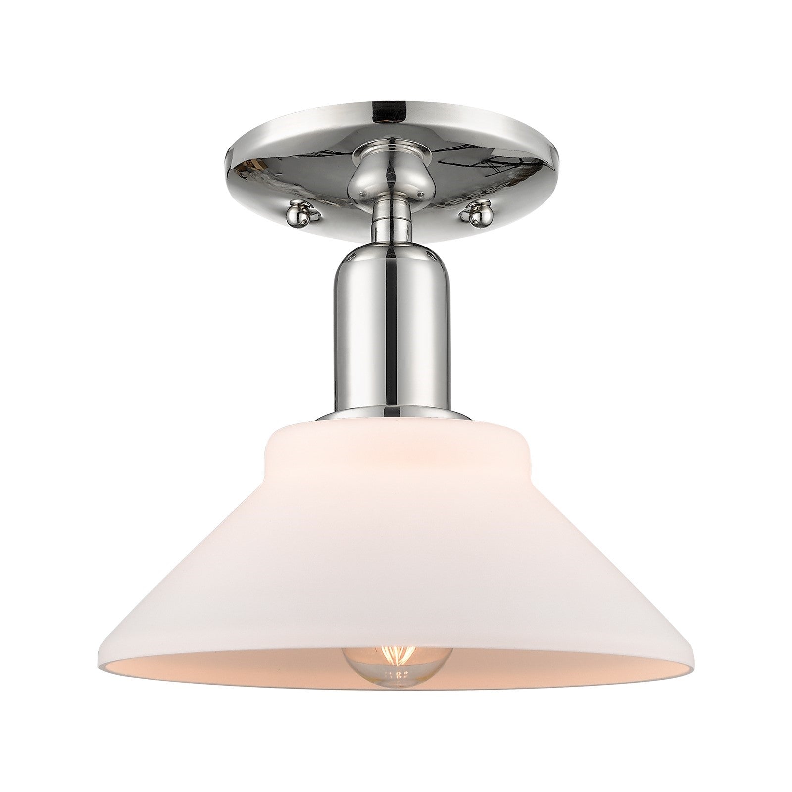 Innovations Orwell 8.38in 1-Light Semi-Flush Mount | Industrial Polished Nickel and Matte White Glass | Entryway & Hallway | 8.38 x | Model 716-1C-PN-G131