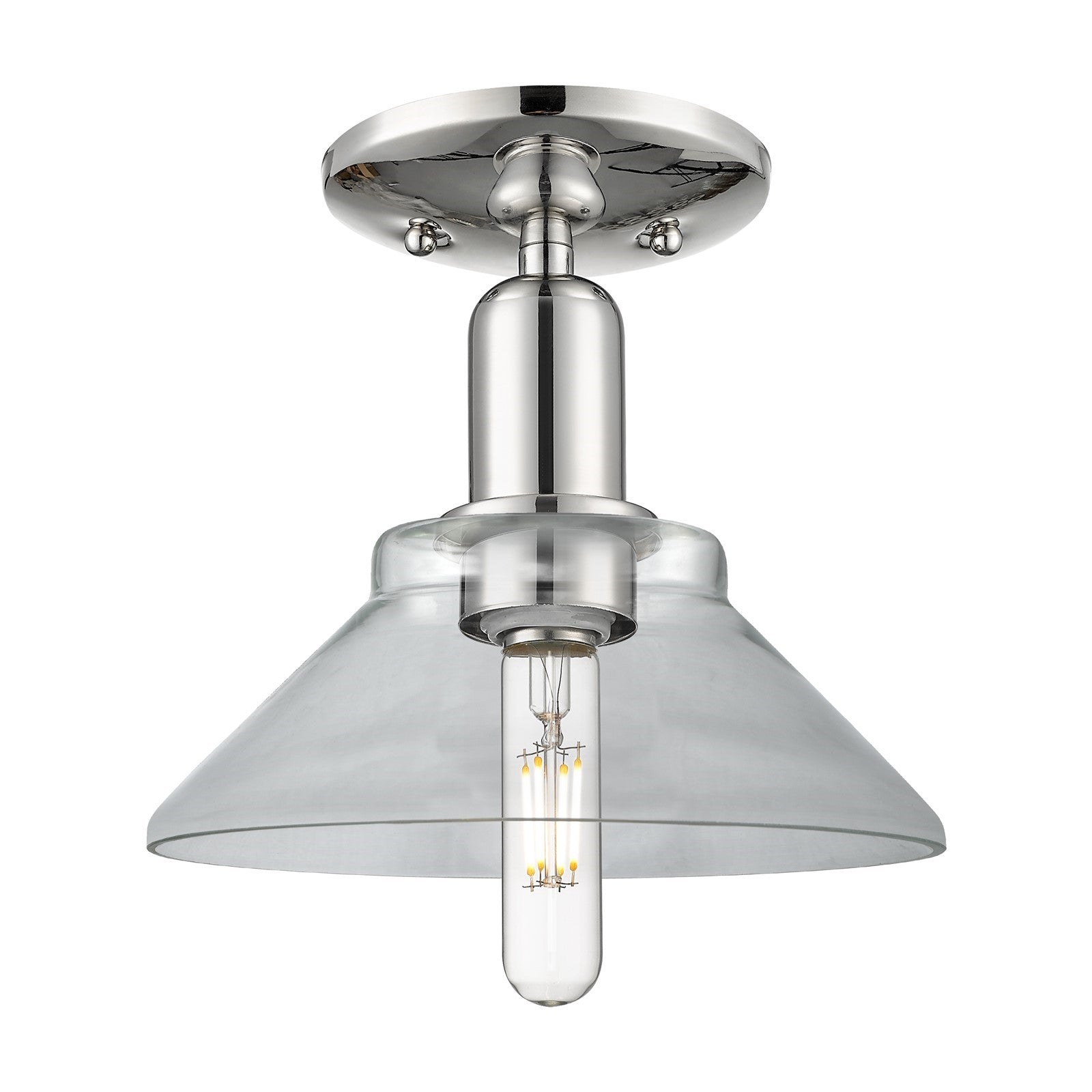 Innovations Orwell 1-Light 8.38in Semi-Flush Mount | Industrial Polished Nickel Steel and Clear Glass | Entryway & Hallway | 8.38 x | Model 716-1C-PN-G132
