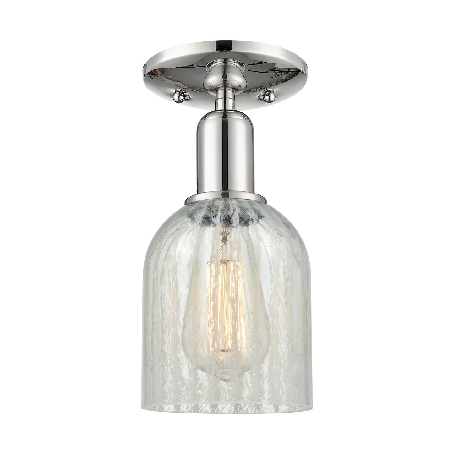 Innovations Caledonia 5in 1-Light Semi-Flush Mount | Industrial Polished Nickel Steel and Mouchette Glass | Entryway & Hallway | 5 | Model 716-1C-PN-G2511