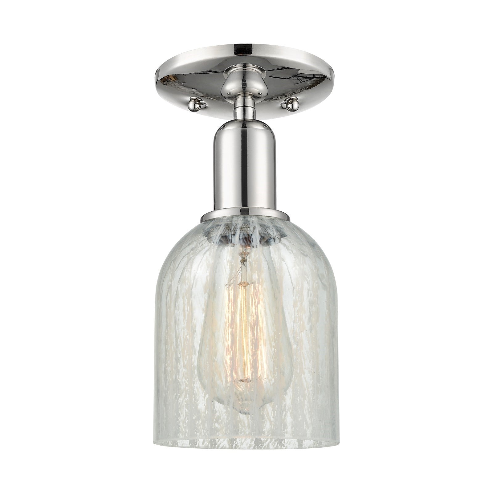 Innovations Caledonia 5in 1-Light Semi-Flush Mount | Industrial Polished Nickel Steel and Mouchette Glass | Entryway & Hallway | 5 | Model 716-1C-PN-G2511